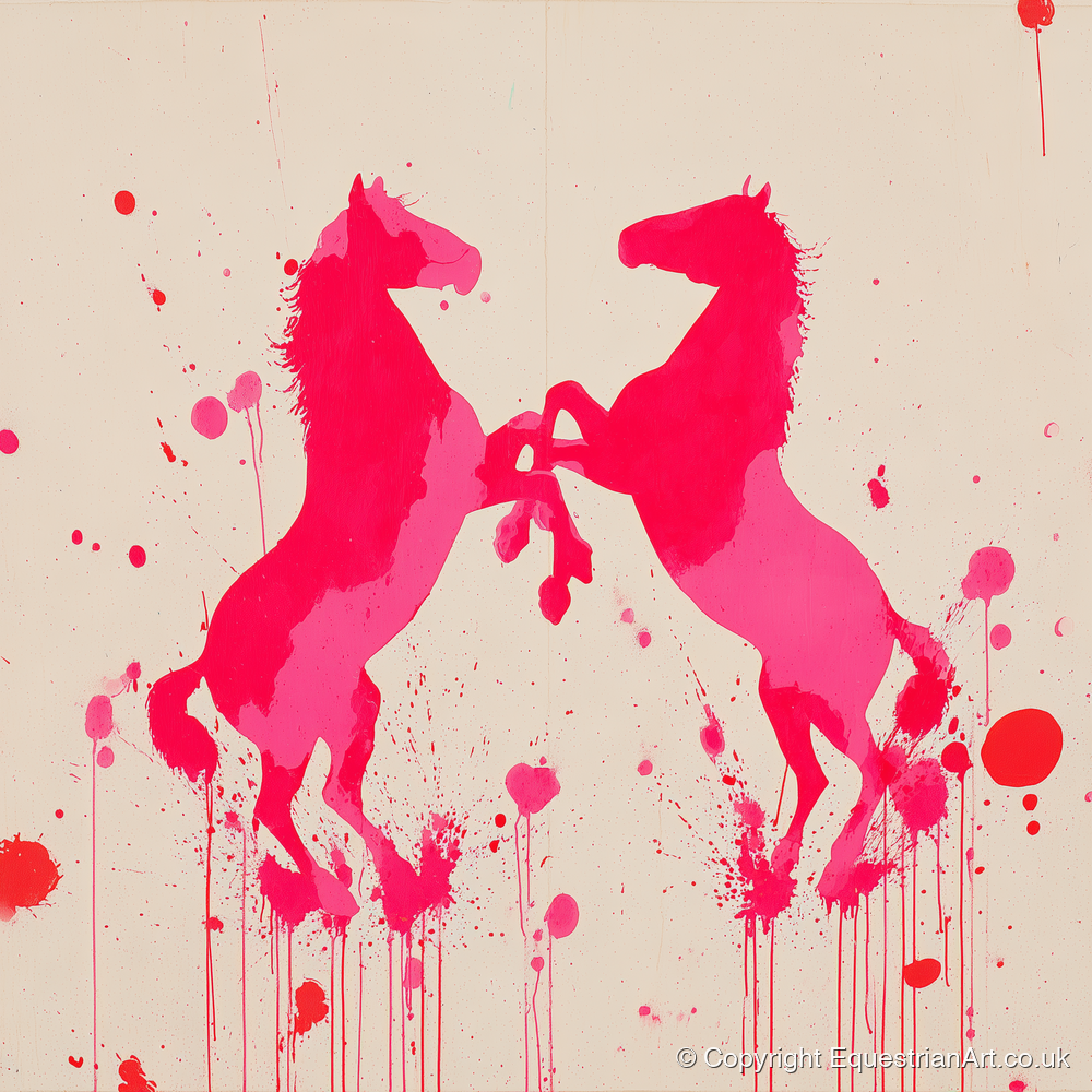 Rearing in Magenta - wild horses art print and canvas by Camilla Royston A.I