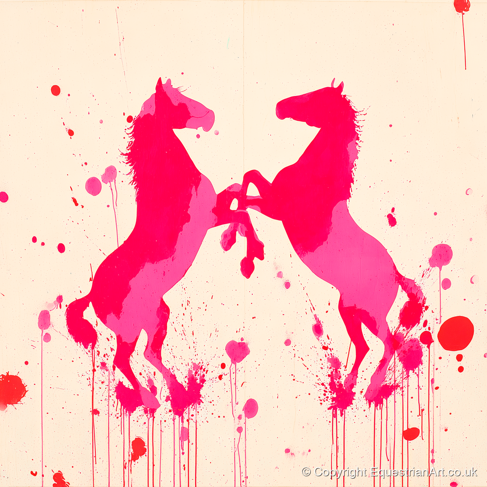 Rearing in Magenta - wild horses art print and canvas by Camilla Royston A.I