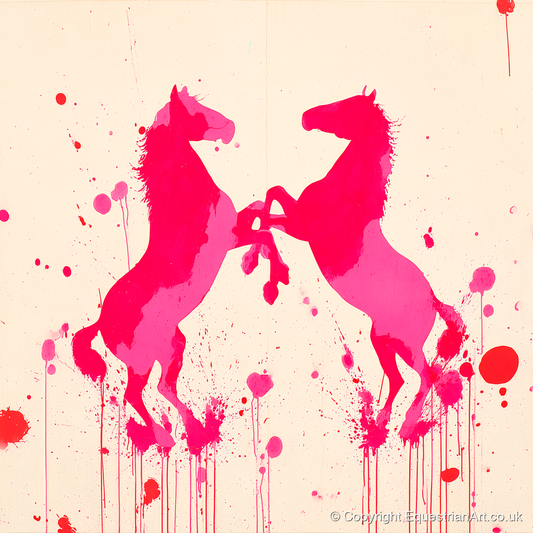 Rearing in Magenta - wild horses art print and canvas by Camilla Royston A.I