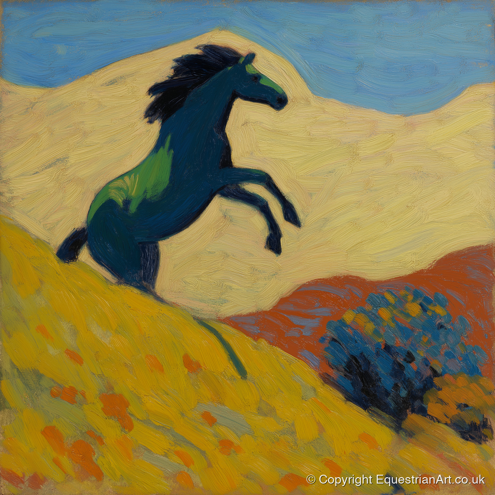 Rearing Indigo - wild horses art print and canvas by Rowan Sinclair A.I