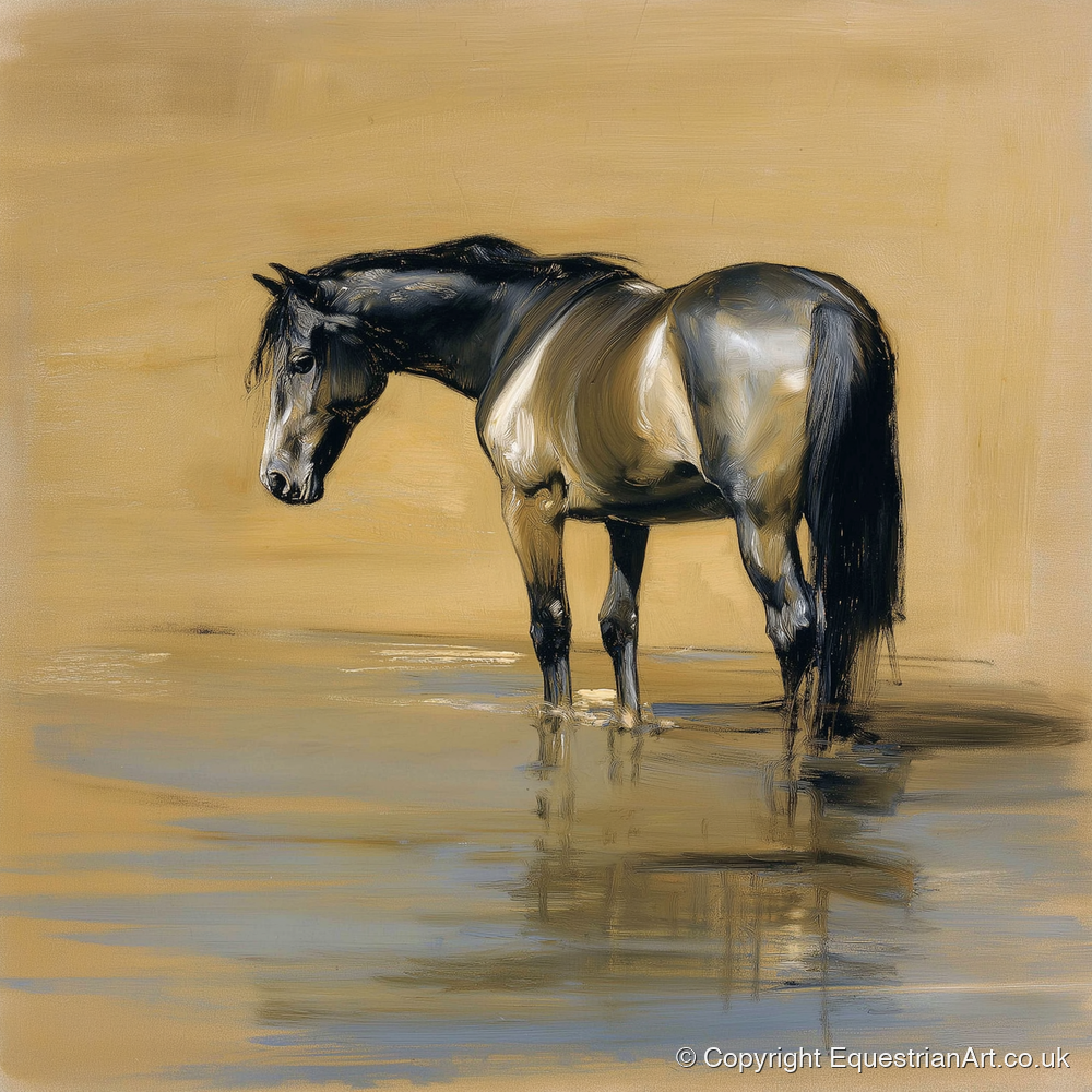 Reflection in Ochre - horse portrait art print and canvas by Samuel Pembroke A.I
