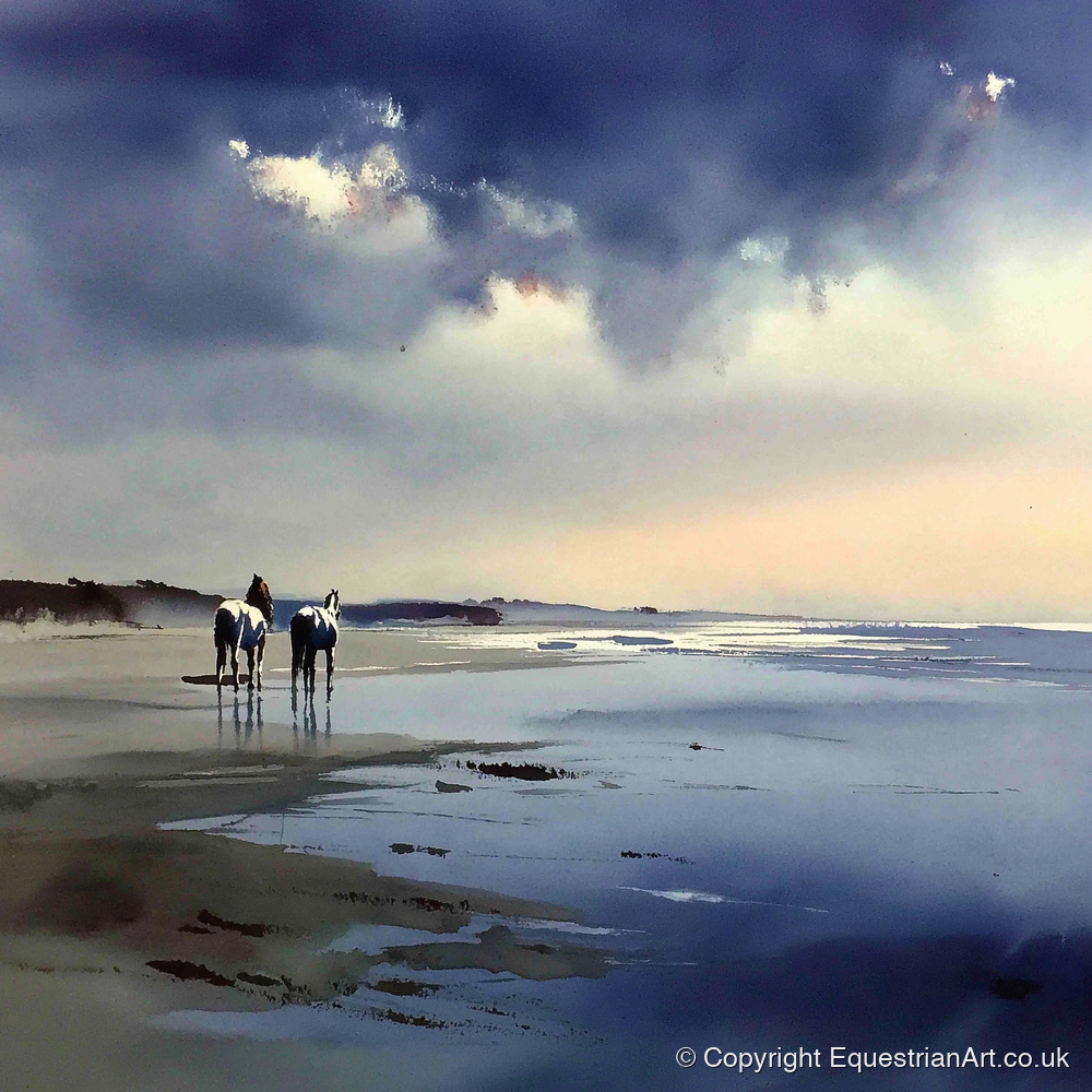 Reflections at Low Tide - horse landscape art print and canvas by Eleanor Brooks A.I