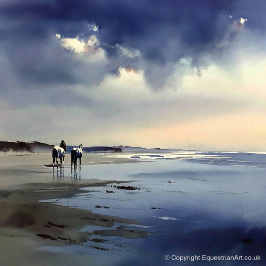Reflections at Low Tide - horse landscape art print and canvas by Eleanor Brooks A.I