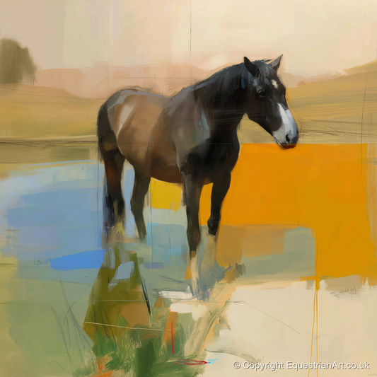 Reflections in Ochre - horse portrait art print and canvas by Silas Marlowe A.I