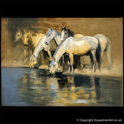 Reflections of the Herd - wild horses art print and canvas by Samuel Pembroke A.I
