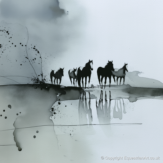 Reflections of the Wild Herd - wild horses art print and canvas by Adrian Frost A.I