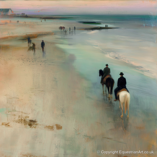 Reflections on the Shore - horse landscape art print and canvas by Nathaniel Reed A.I