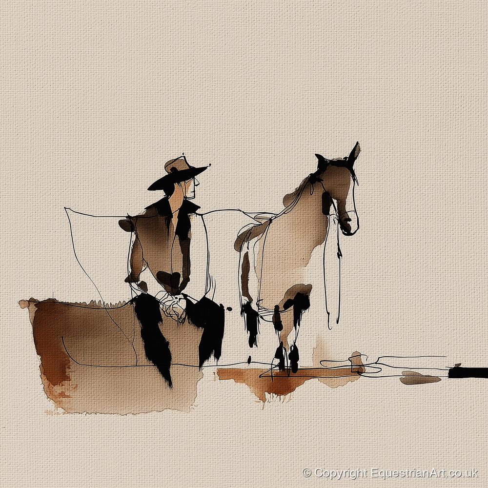 Rest on the Trail - western horse art print and canvas by Julian Vance A.I