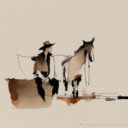 Rest on the Trail - western horse art print and canvas by Julian Vance A.I