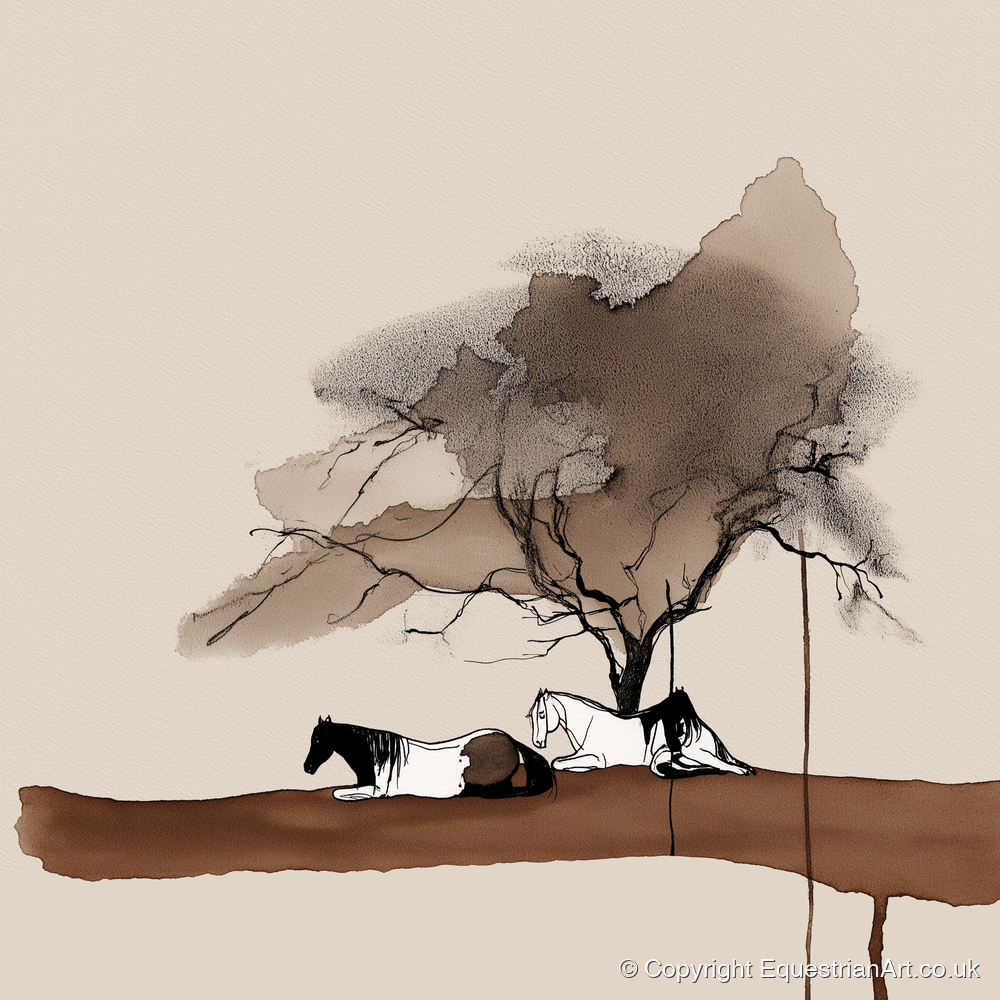 Resting Under the Canopy - horse landscape art print and canvas by Julian Vance A.I