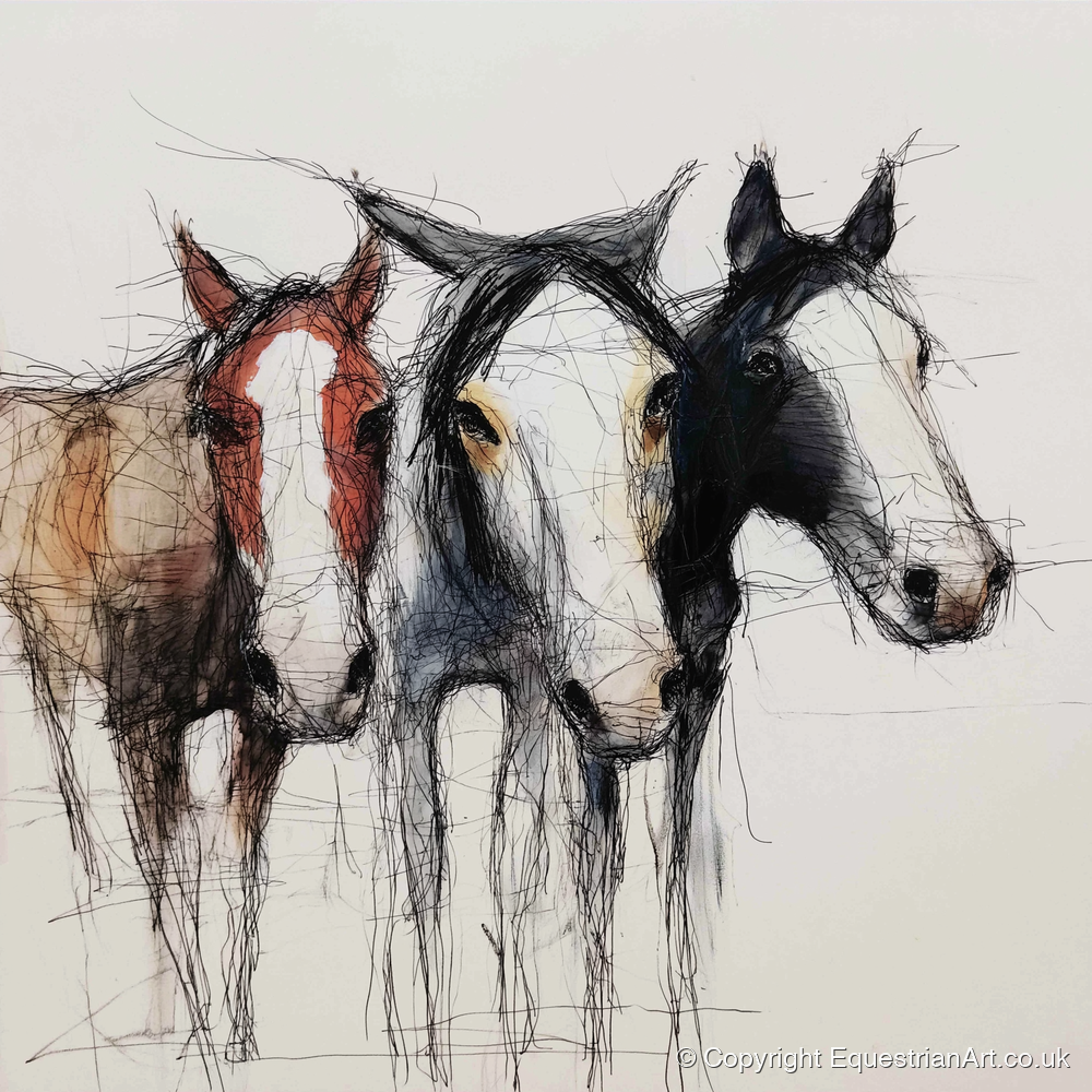 Restless Spirits - wild horses art print and canvas by Giles Bancroft A.I