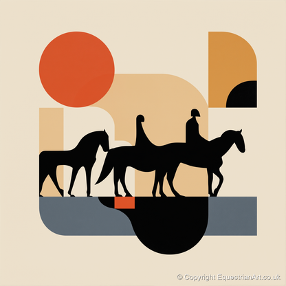 Retro Equine Trail - horse landscape art print and canvas by Oliver Tate A.I