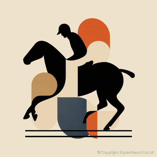 Retro Polo Silhouette - polo horse art print and canvas by Oliver Tate A.I