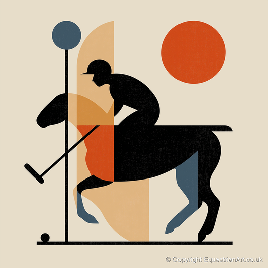 Retro Polo Strike - polo horse art print and canvas by Oliver Tate A.I