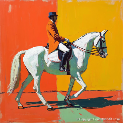 Rhythm In Colour - dressage horse art print and canvas by Victor Beaumont A.I