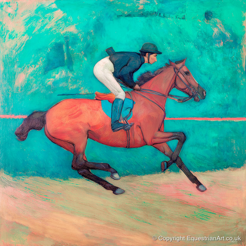 Rhythm in Emerald - racing horse art print and canvas by Lawrence Gable A.I