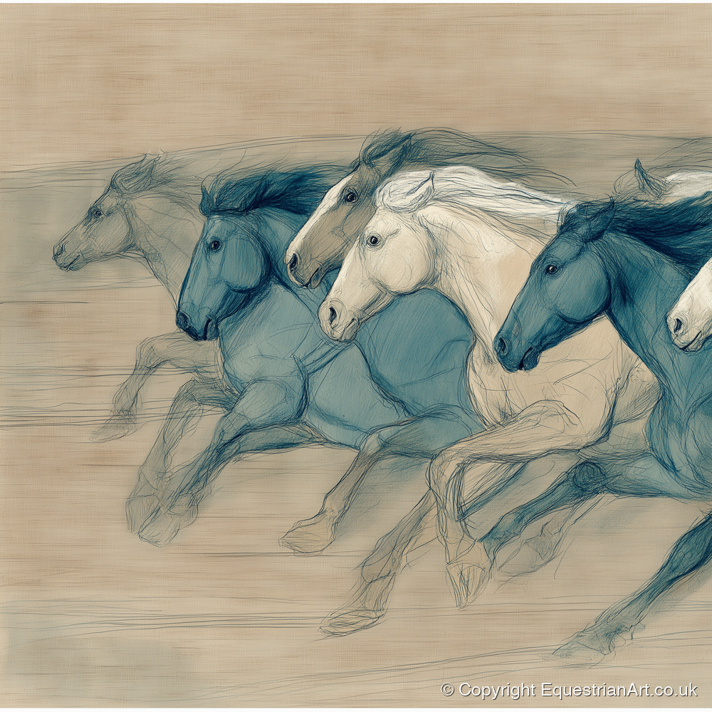Rhythm of the Herd - wild horses art print and canvas by Clara Pemberton A.I