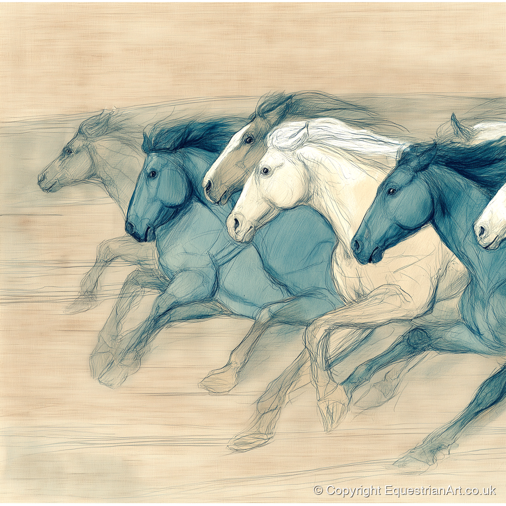 Rhythm of the Herd - wild horses art print and canvas by Clara Pemberton A.I
