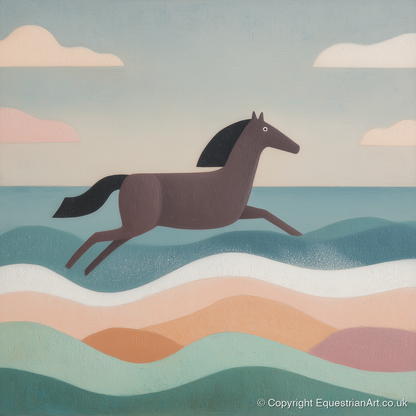 Rhythmic Coastal Canter - beach horse art print and canvas by Wallace Bingham A.I