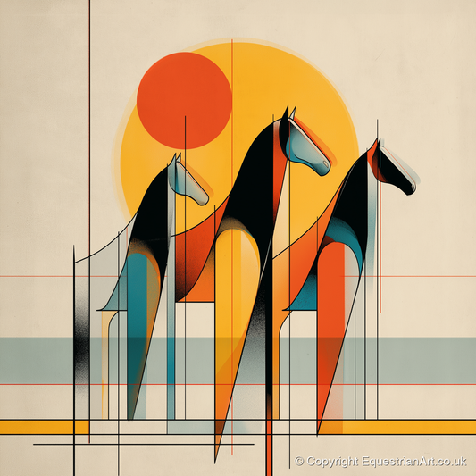 Rhythmic Horizon - horse landscape art print and canvas by Dominic Vaughn A.I