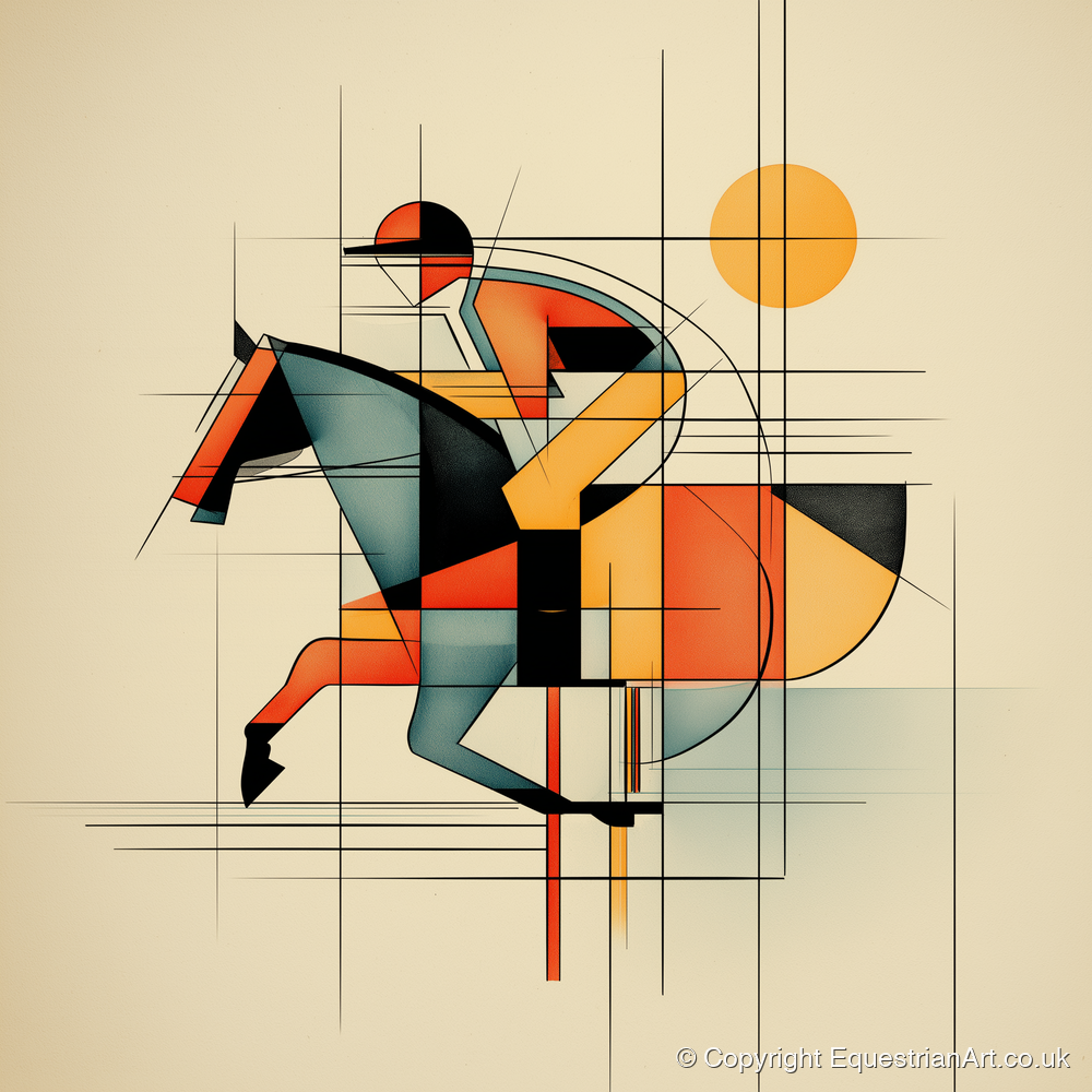 Rhythmic Racing Lines - racing horse art print and canvas by Dominic Vaughn A.I