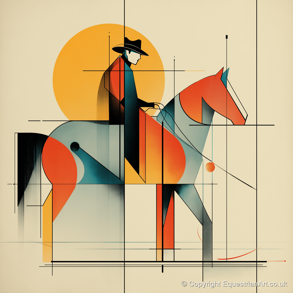 Rhythmic Western Silhouette - western horse art print and canvas by Dominic Vaughn A.I