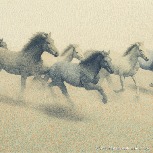 Rhythms of the Herd - wild horses art print and canvas by Arthur Sterling A.I