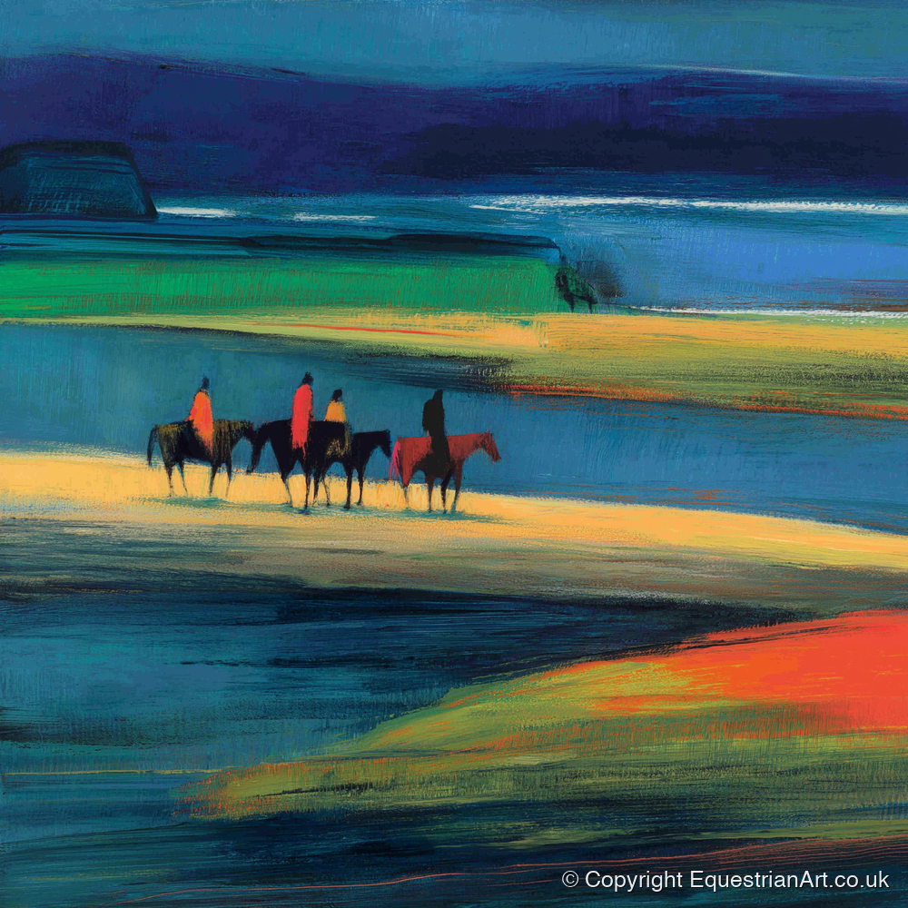 Riders on the Painted Tide - horse landscape art print and canvas by Lucius Merrick A.I