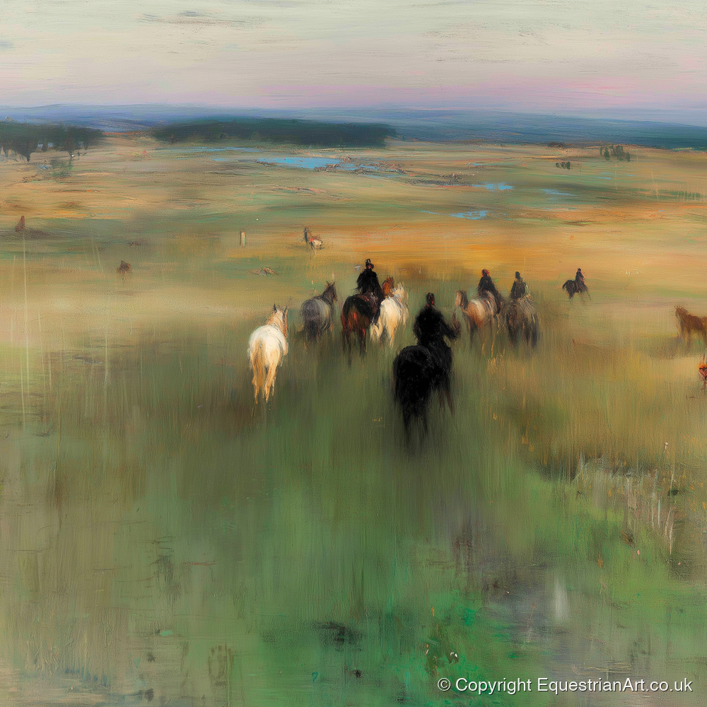 Riding Out - horse landscape art print and canvas by Nathaniel Reed A.I