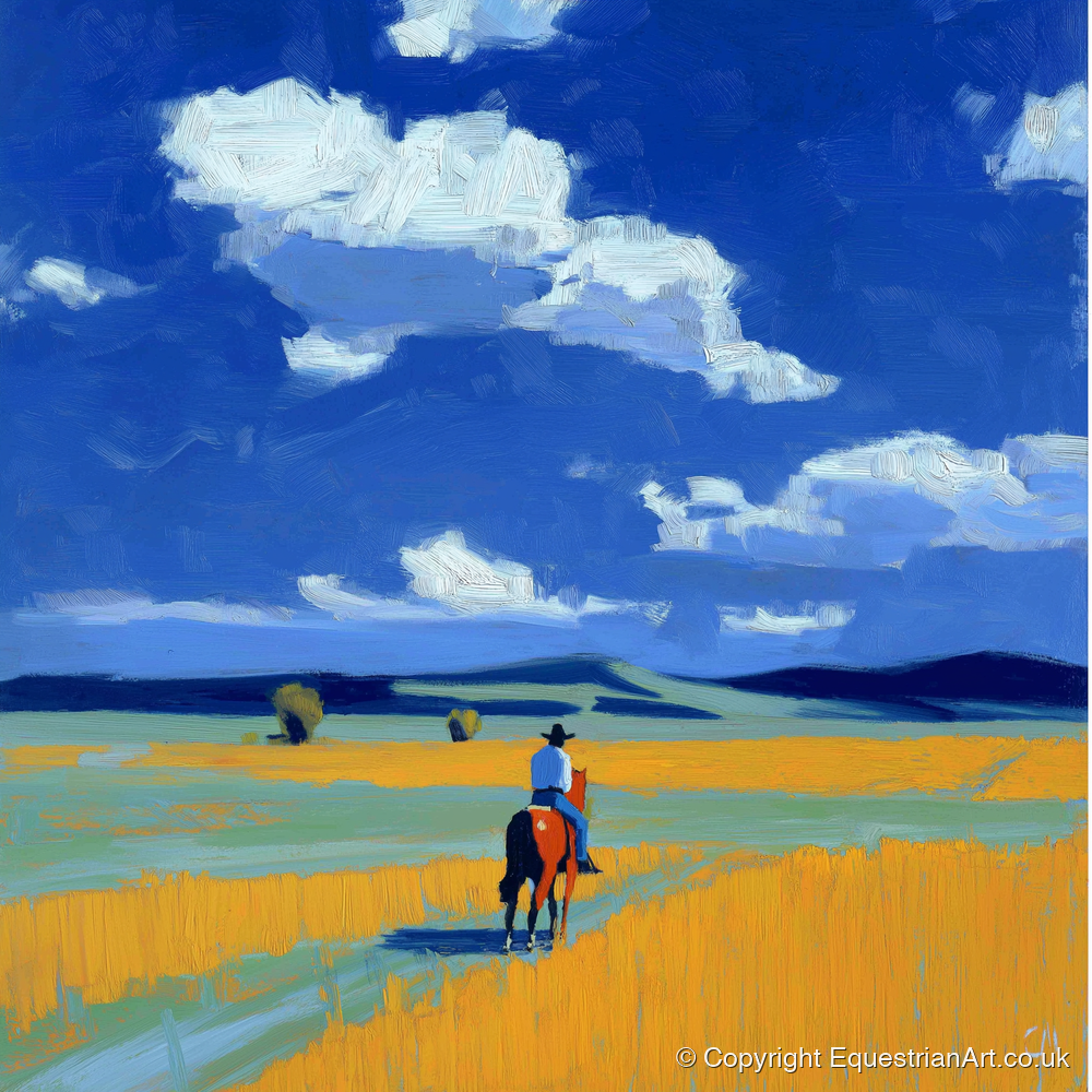 Riding the Big Sky - western horse art print and canvas by Hugo Beckett A.I
