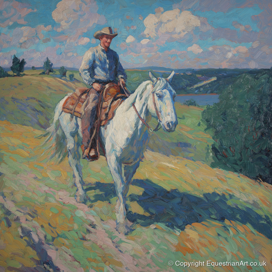 Riding the Ridge - western horse art print and canvas by Edgar Whitmore A.I