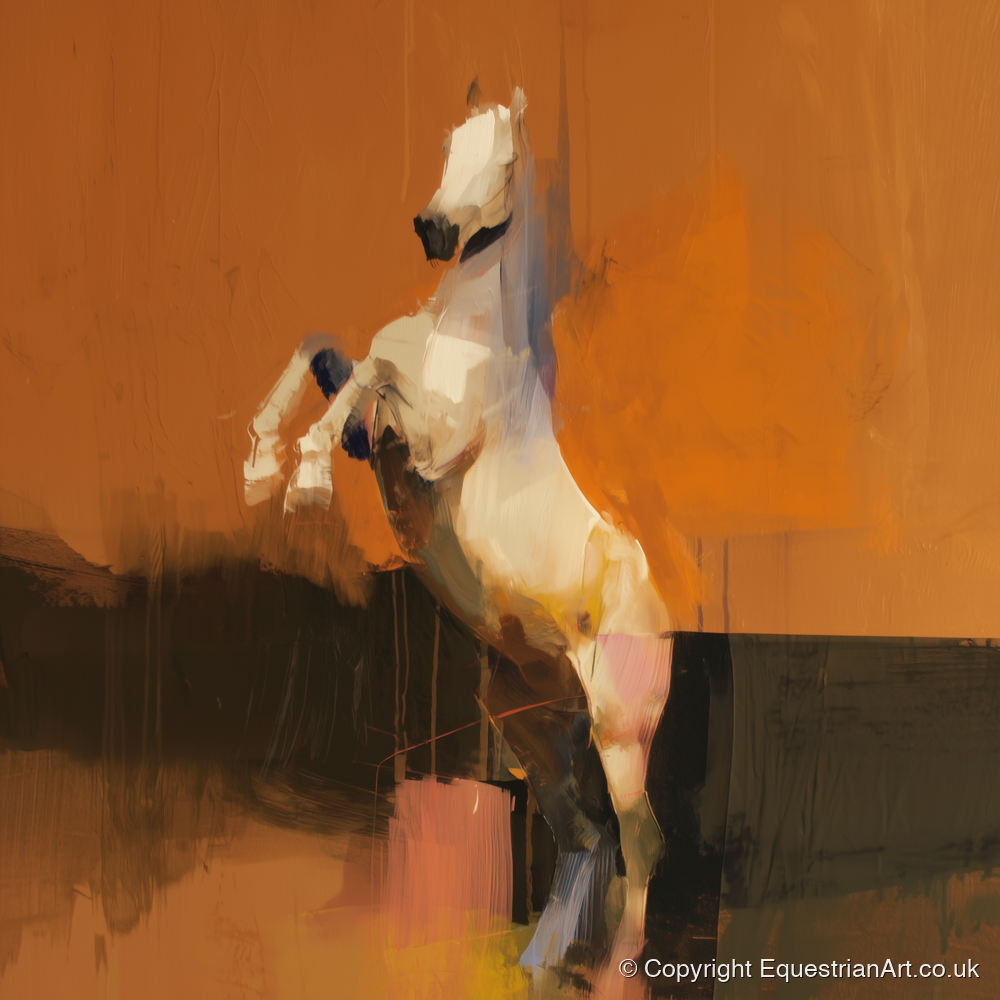 Rise in Ochre - horse portrait art print and canvas by Valerie Stone A.I