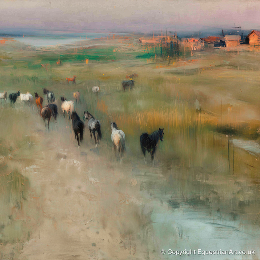 Roaming the Marshes - wild horses art print and canvas by Nathaniel Reed A.I
