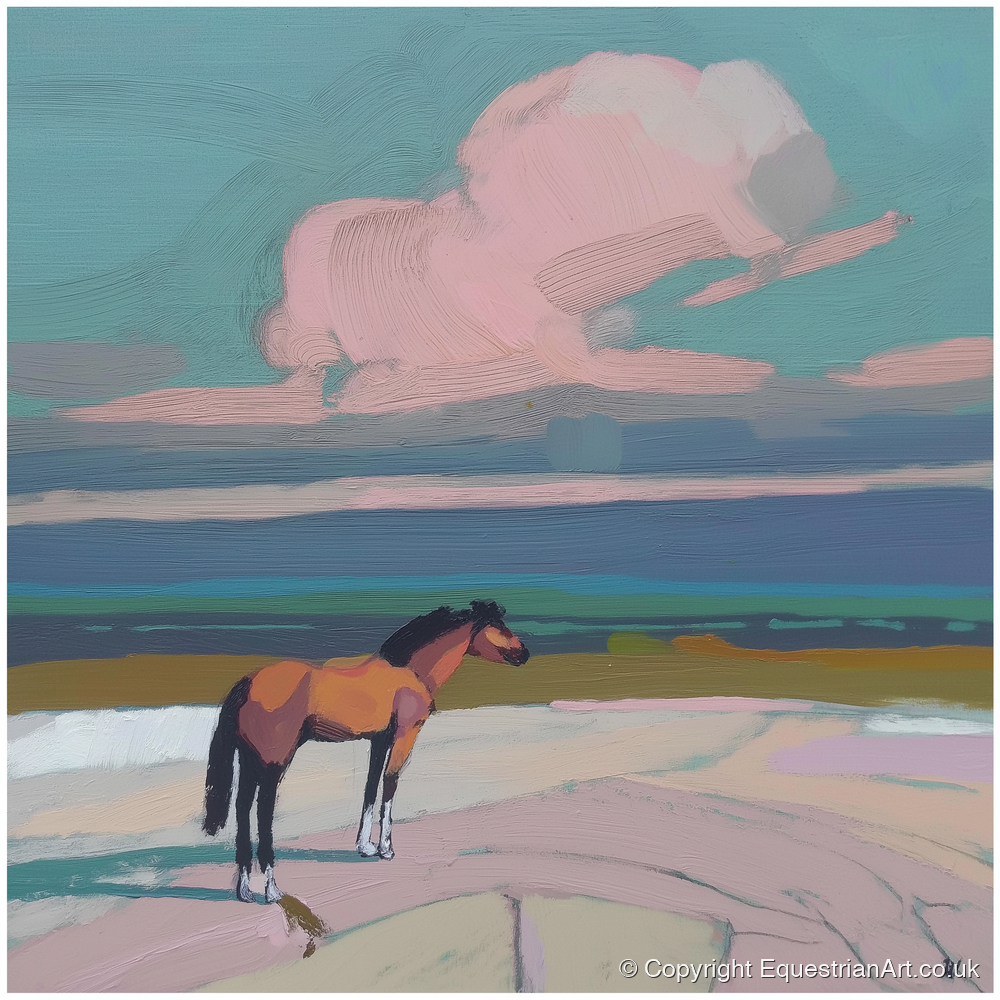 Rose Cloud Horizon - horse landscape art print and canvas by Diana Sutherland A.I