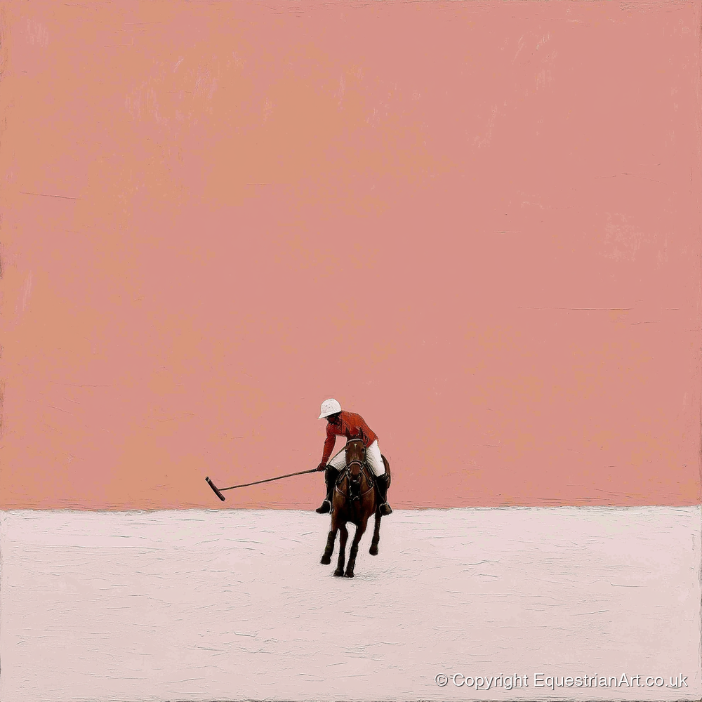 Rose Horizon Polo - polo horse art print and canvas by Catherine Mercer A.I