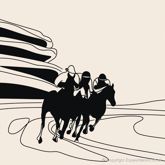 Rounding the Bend - racing horse art print and canvas by Felix Chambers A.I