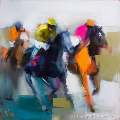 Rush of Silks - racing horse art print and canvas by Warren Yates A.I