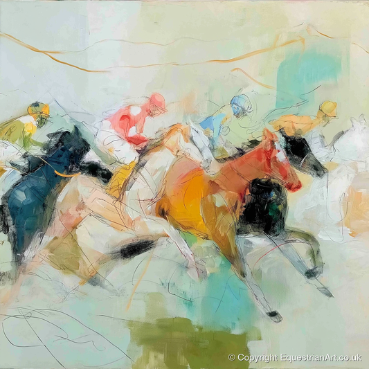 Rush to the Line - racing horse art print and canvas by Antonia Blythe A.I