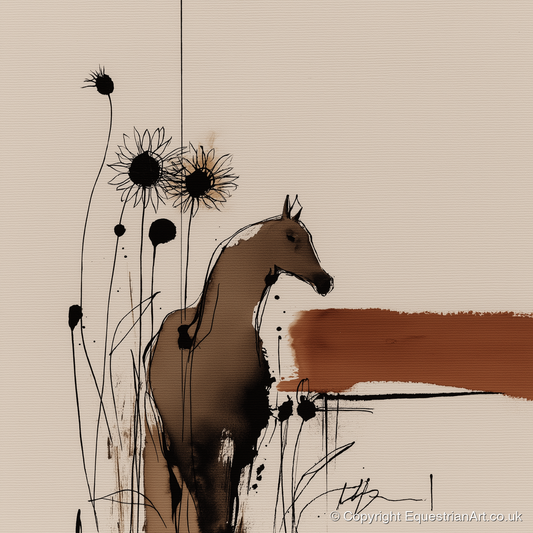 Rust and Shadows - horse portrait art print and canvas by Julian Vance A.I