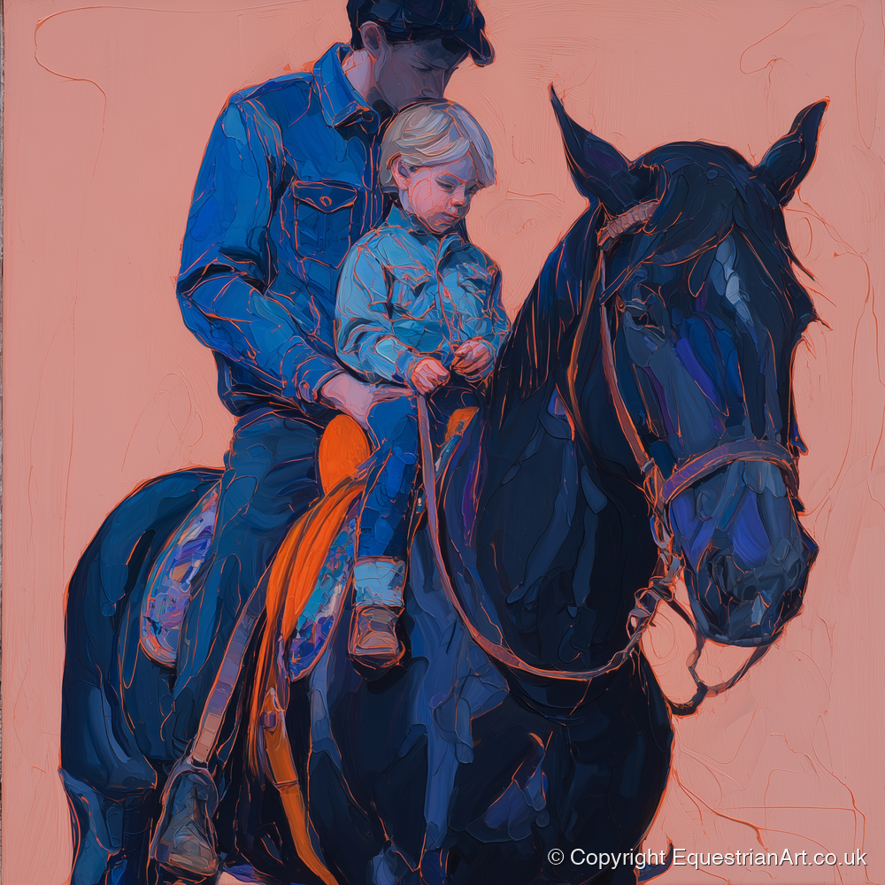 Safe in the Saddle - horse & rider art print and canvas by Evander Winslow A.I