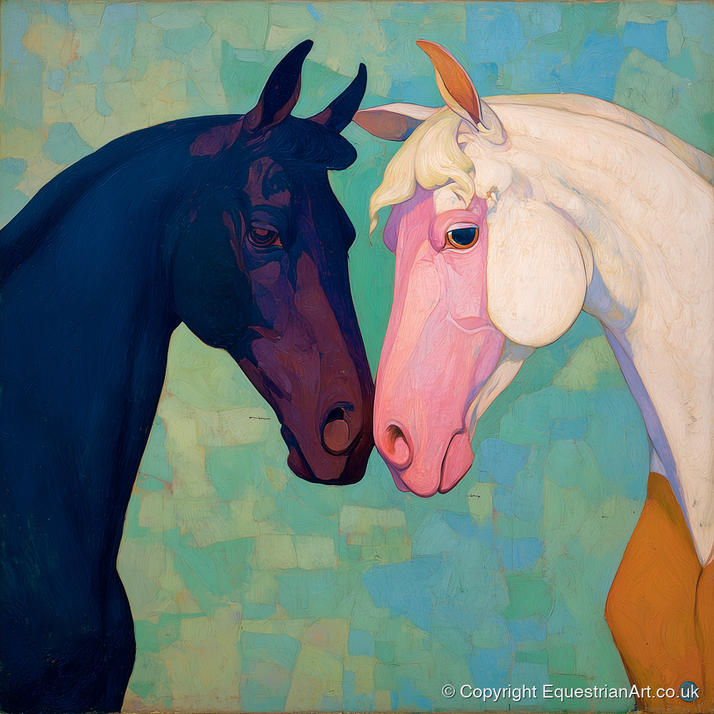 Sapphire and Rose - horse portrait art print and canvas by Aldous Trent A.I
