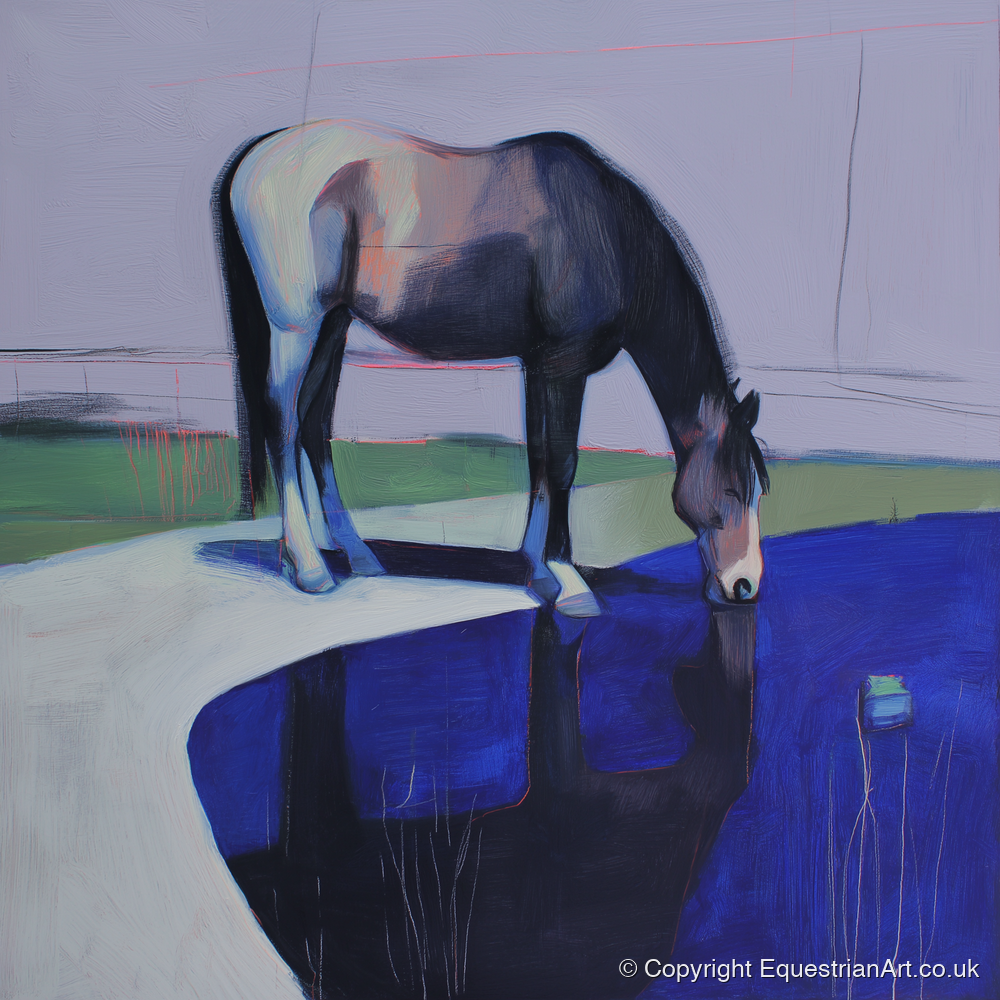 Sapphire Reflection - horse landscape art print and canvas by Marcus Vane A.I