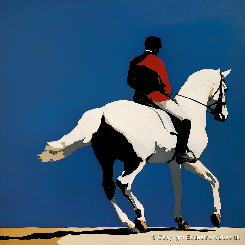 Scarlet Dressage Silhouette - dressage horse art print and canvas by Vivienne Hartley A.I