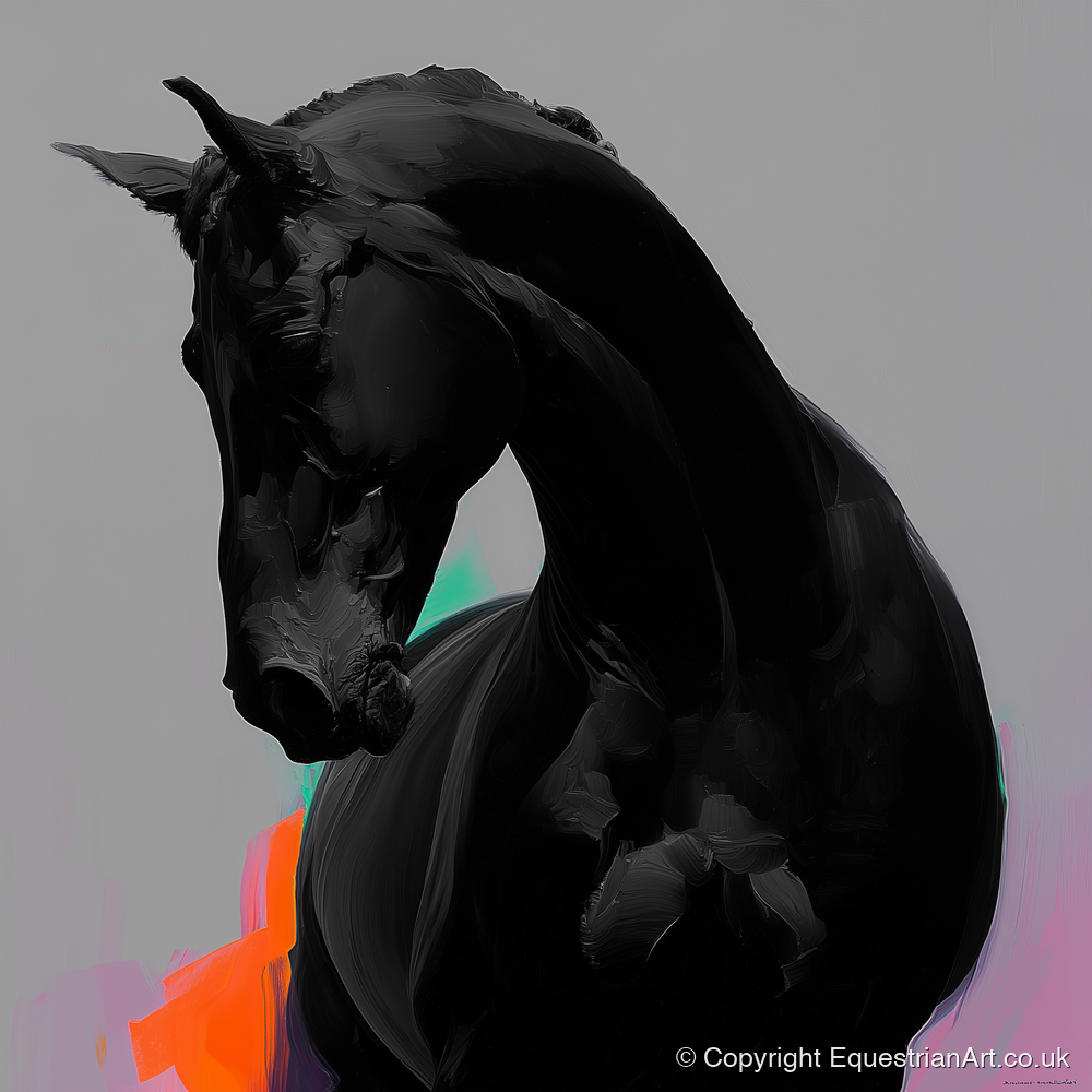 Sculpted Obsidian - horse breed art print and canvas by Lucian Prescott A.I