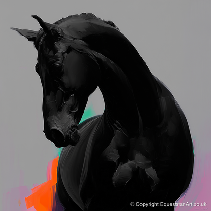 Sculpted Obsidian - horse breed art print and canvas by Lucian Prescott A.I