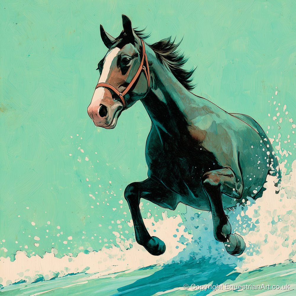 Sea Spray Gallop - beach horse art print and canvas by Declan Foley A.I