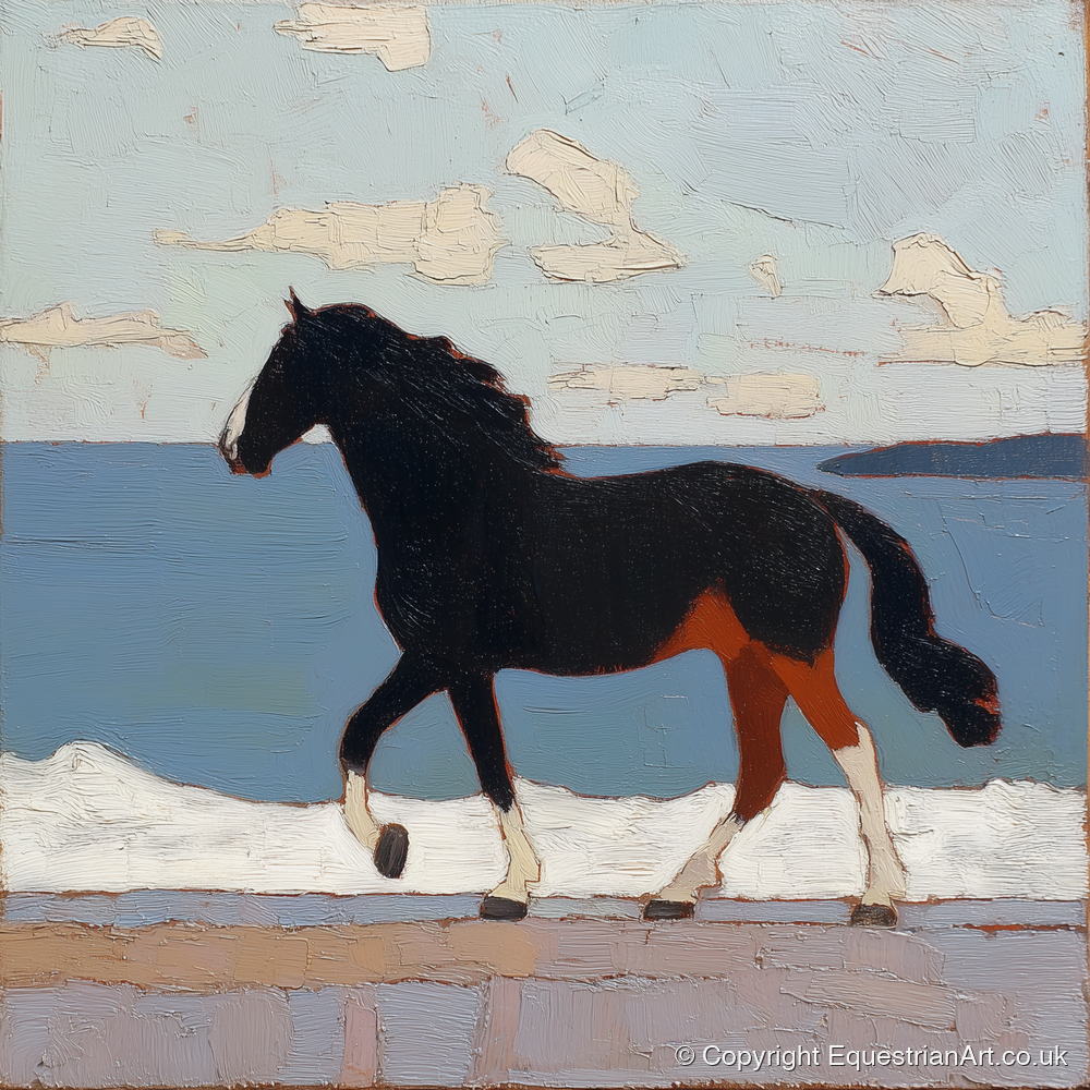 Seaside Stride - horse landscape art print and canvas by Ralph Tennyson A.I