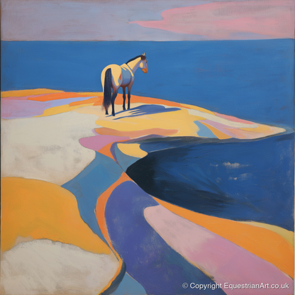 Sentinel by the Sea - horse landscape art print and canvas by Helena Ashby A.I