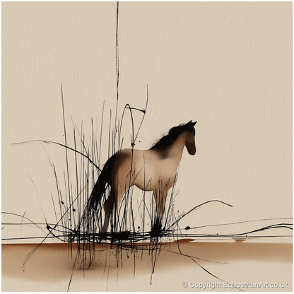 Sentinel of the Reeds - wild horses art print and canvas by Julian Vance A.I
