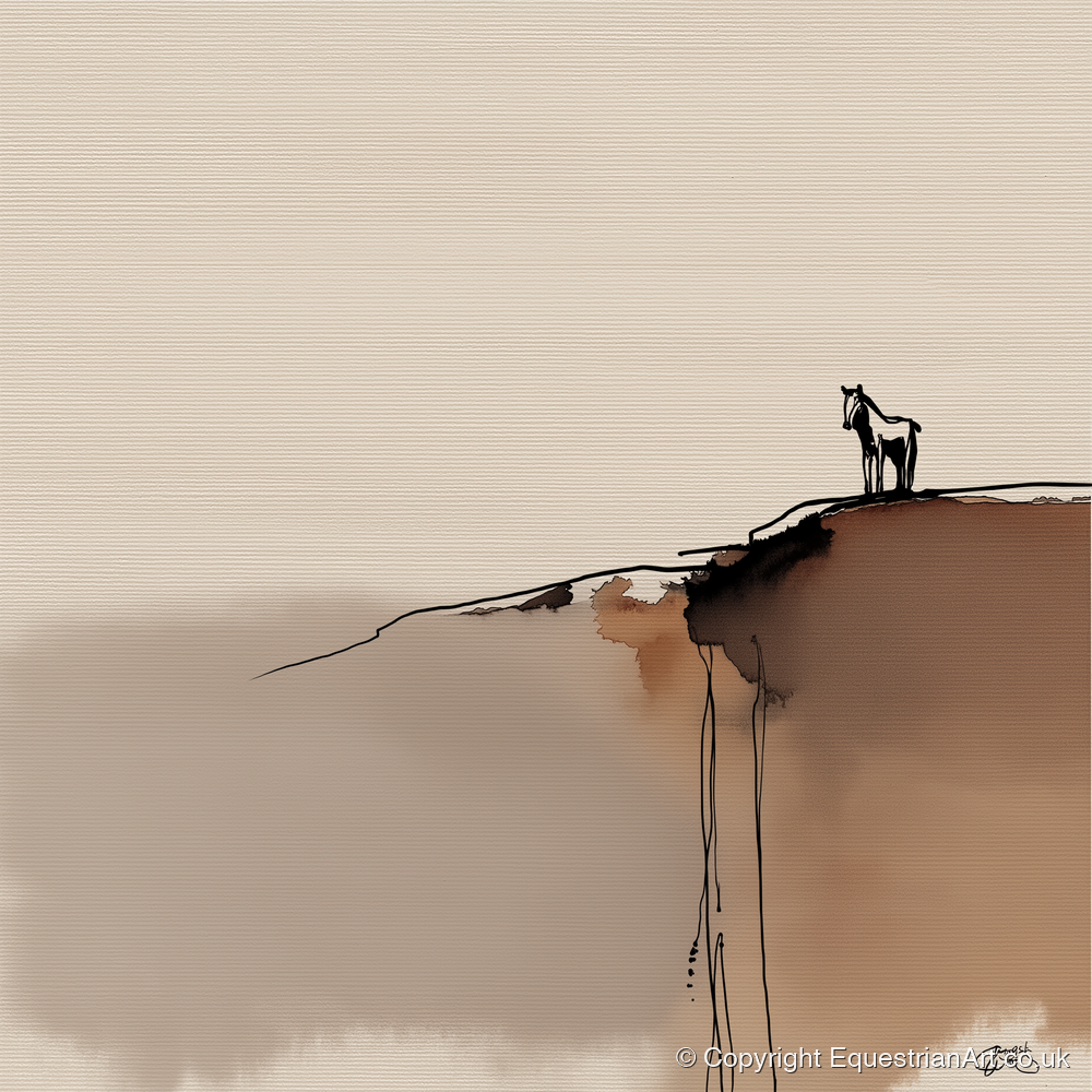 Sentinel on the Edge - horse landscape art print and canvas by Julian Vance A.I
